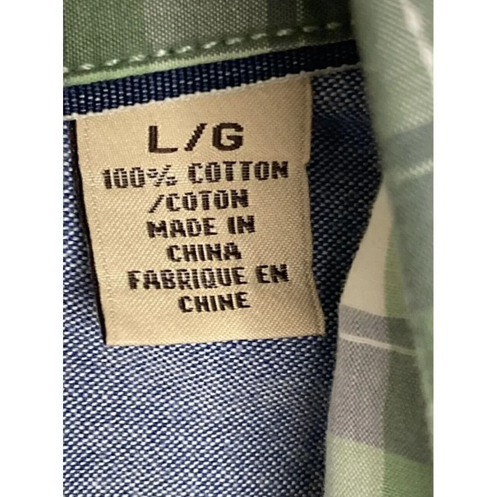 Tommy Bahama Island Crafted Men’s Large Green Plaid Short Sleeve Button Up Shirt